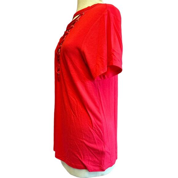 Womens Top Size Small Red Biker Indie Punk Retro Hippie Office Siren Concert Fun - Picture 2 of 7